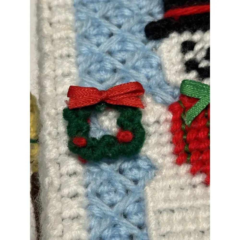 VTG Needle Point Plastic Frosty Snowman Tissue Box Cover Completed Grannycore